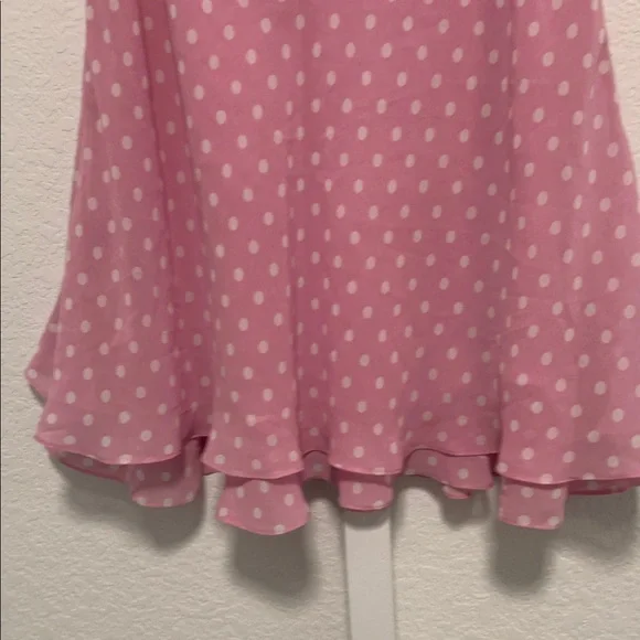 Y2K Chaps Pink Polka Dot Ruffle Hem Skirt - Picture 3 of 7